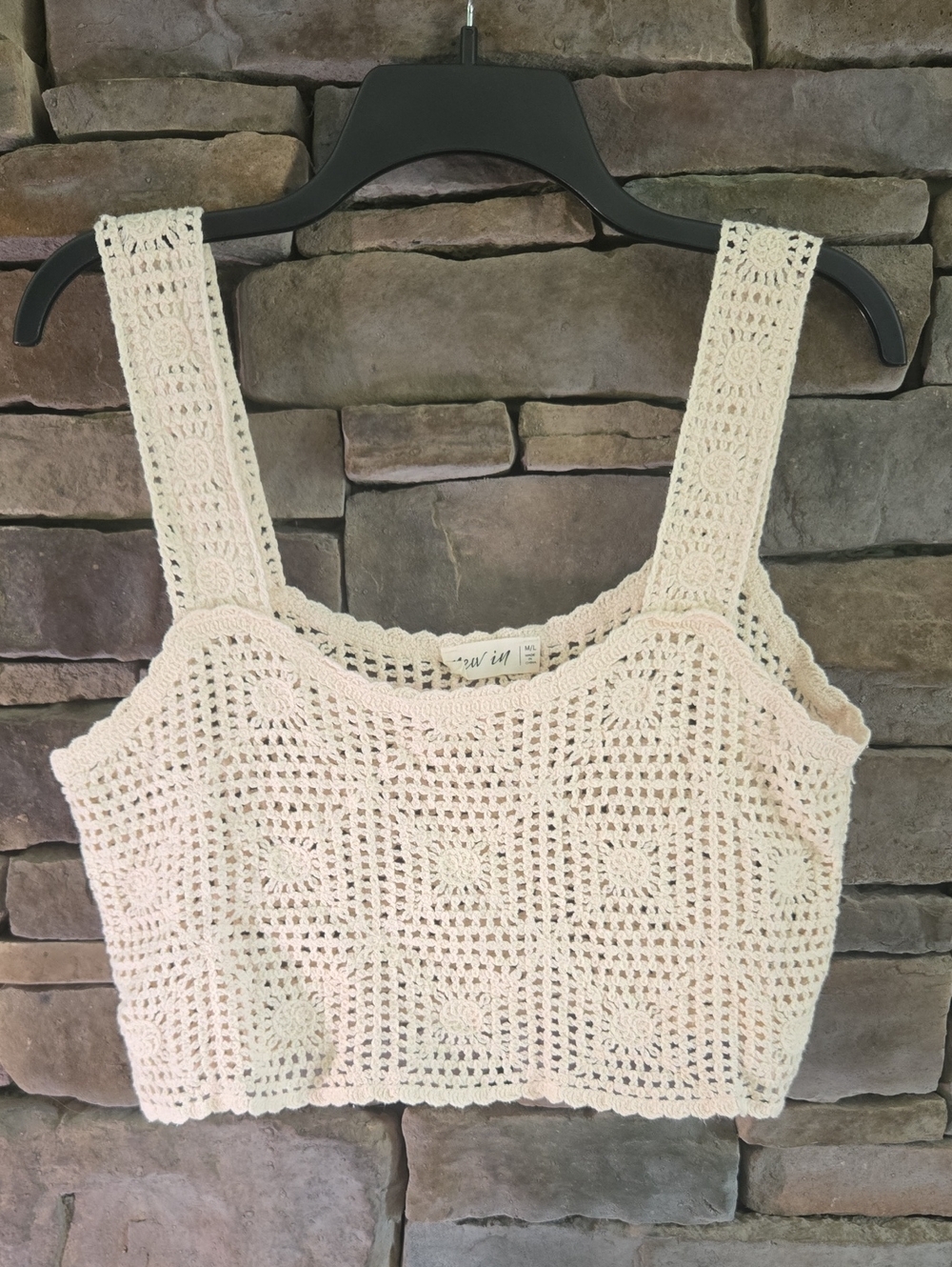 Crochet Tank Crop Top - Cream